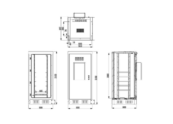 ضد خوردگی 40U IP55 کابینت مخابراتی بیرونی با تعمیرات درب ورودی AC